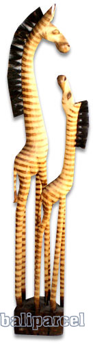 Wooden Zebra With Baby, Hand Carved From Albesia Wood