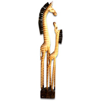 Wooden Zebra With Baby, Hand Carved From Albesia Wood