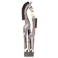 Wooden Zebra With Baby, Hand Carved From Albesia Wood