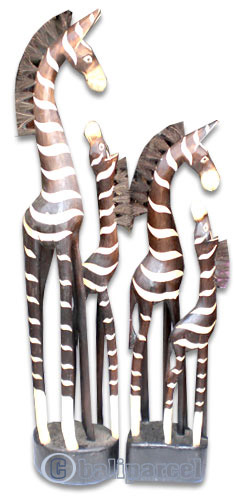 Wooden Zebra With Baby, Hand Carved From Albesia Wood
