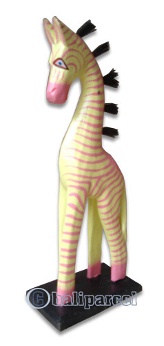 Wooden Zebra, Hand Carved From Albesia Wood