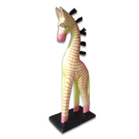 Wooden Zebra, Hand Carved From Albesia Wood