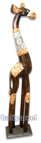 Wooden Giraffe, Hand Carved From Albesia Wood