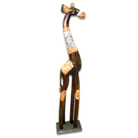 Wooden Giraffe, Hand Carved From Albesia Wood