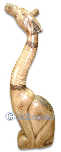 Wooden Sitting Girrafe, Hand Carved From Albesia Wood