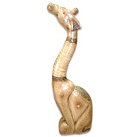 Wooden Sitting Girrafe, Hand Carved From Albesia Wood
