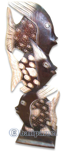 Wooden Tropical Fish, Handcarved From Albesia Wood