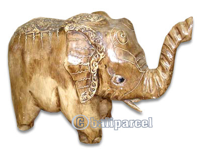 Wooden Walking Elephant, Hand Carved From Albesia Wood