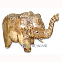 Wooden Walking Elephant, Hand Carved From Albesia Wood