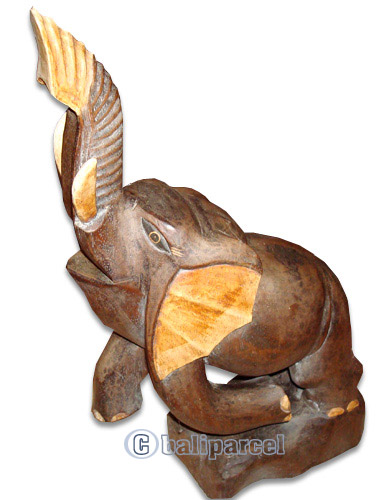 Wooden Elephant, Hand Carved From Albesia Wood
