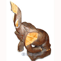 Wooden Elephant, Hand Carved From Albesia Wood