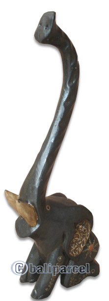 Wooden Sitting Elephant, Hand Carved From Albesia Wood
