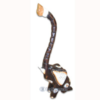 Wooden Sitting Elephant, Hand Carved From Albesia Wood