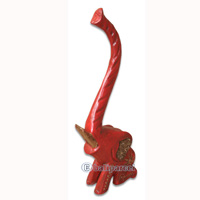 Wooden Sitting Elephant, Hand Carved From Albesia Wood
