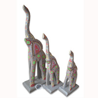 Wooden Elephant Set Of 3, Hand Carved From Albesia Wood