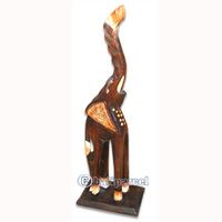 Wooden Elephant, Hand Carved From Albesia Wood