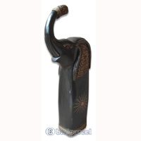Wooden Elephant, Hand Carved From Albesia Wood