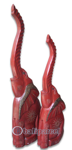 Wooden Elephant Set Of 2, Hand Carved From Albesia Wood