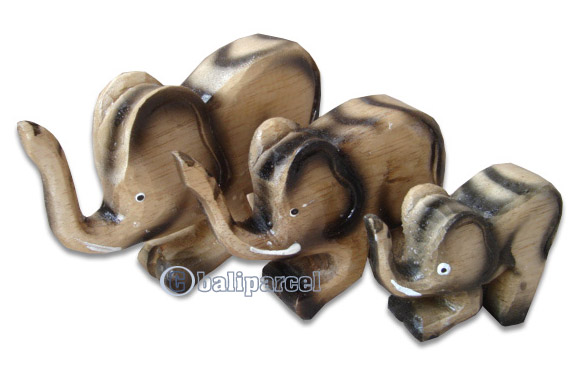 Wooden Elephant Set Of 3, Hand Carved From Albesia Wood