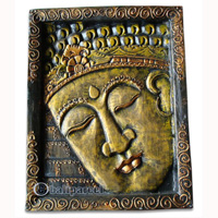 Buddha Wallhanging With Frame, Handmade From Albesia Wood