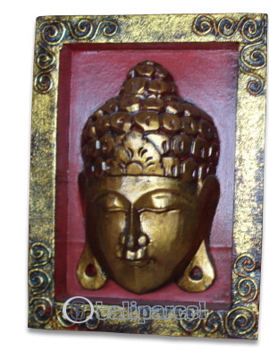 Buddha Wallhanging With Frame, Handmade From Albesia Wood