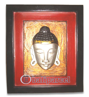 Buddha Wallhanging With Frame, Handmade From Albesia Wood