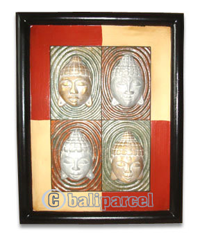 Buddha Wallhanging With Frame, Handmade From Albesia Wood