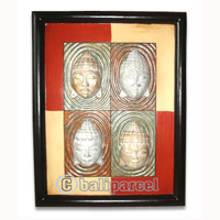 Buddha Wallhanging With Frame, Handmade From Albesia Wood