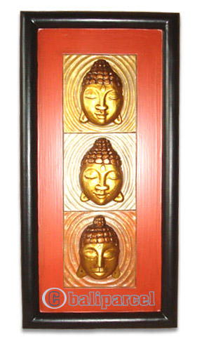Buddha Wallhanging With Frame, Handmade From Albesia Wood
