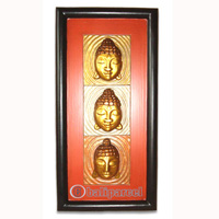 Buddha Wallhanging With Frame, Handmade From Albesia Wood