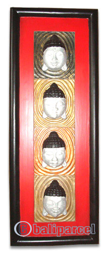 Buddha Wallhanging With Frame, Handmade From Albesia Wood