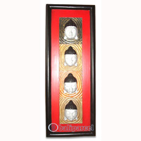 Buddha Wallhanging With Frame, Handmade From Albesia Wood