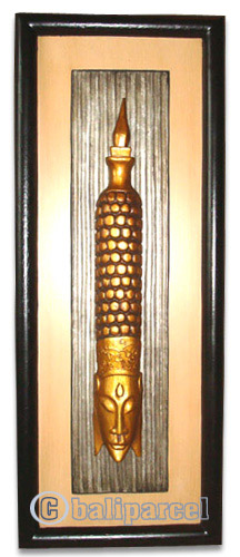 Buddha Wallhanging With Frame, Handmade From Albesia Wood