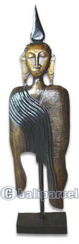 Buddha With Stand, Handmade From Albesia Wood
