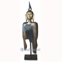 Buddha With Stand, Handmade From Albesia Wood