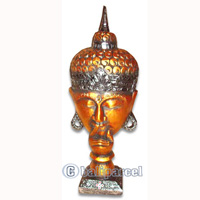 Buddha With Gold Painted, Handmade From Albesia Wood