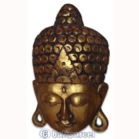 Wooden Buddha Mask, Handmade From Albesia Wood