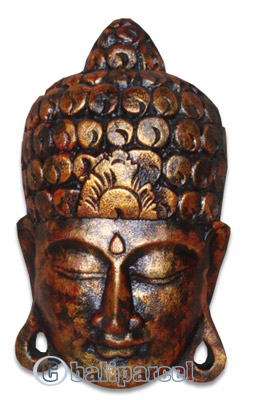 Wooden Buddha Mask, Handmade From Albesia Wood