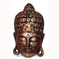 Wooden Buddha Mask, Handmade From Albesia Wood