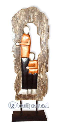 Wooden Stand Abstract, Hand Carved From Albesia Wood