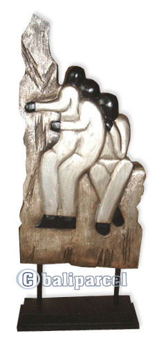 Wooden Stand Abstract, Hand Carved From Albesia Wood