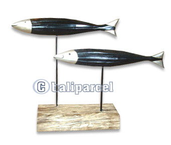 Wooden Stand Fish, Hand Carved From Albesia Wood