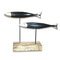Wooden Stand Fish, Hand Carved From Albesia Wood