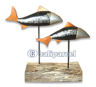 Wooden Stand Fish, Hand Carved From Albesia Wood