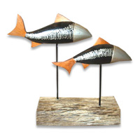 Wooden Stand Fish, Hand Carved From Albesia Wood
