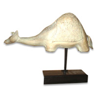 Wooden Stand Giraffe, Hand Carved From Albesia Wood