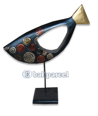 Wooden Stand Fish, Hand Carved From Albesia Wood