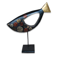 Wooden Stand Fish, Hand Carved From Albesia Wood