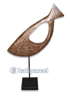 Wooden Stand Fish, Hand Carved From Albesia Wood