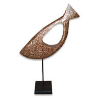 Wooden Stand Fish, Hand Carved From Albesia Wood